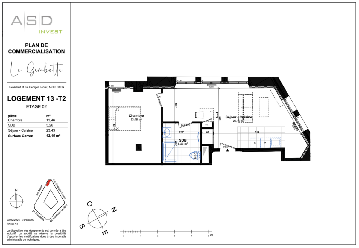 Appartement T2 40,48m² - Lot 13 - GAMBETTA
