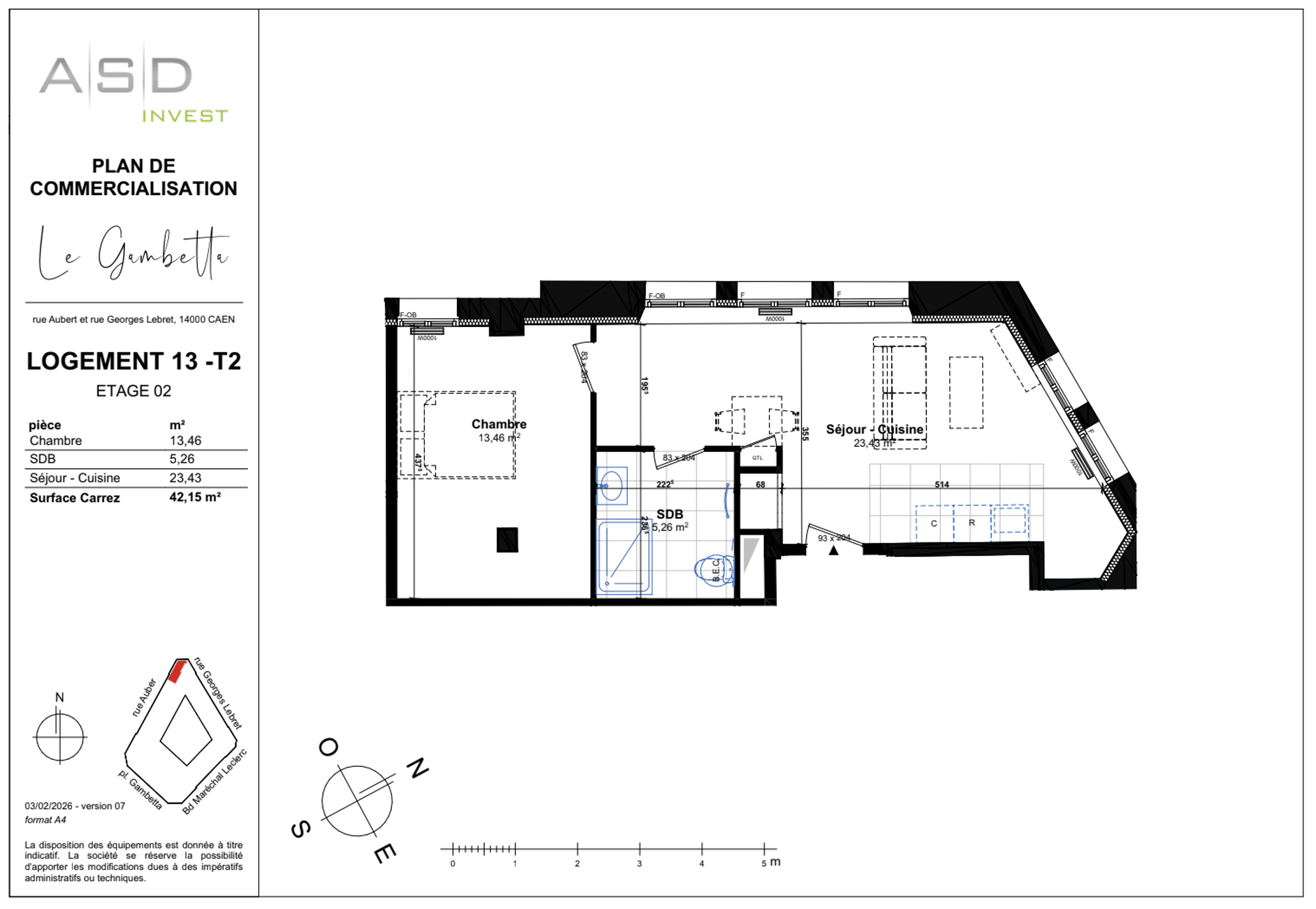 Appartement T2 40,48m² - Lot 13 - GAMBETTA