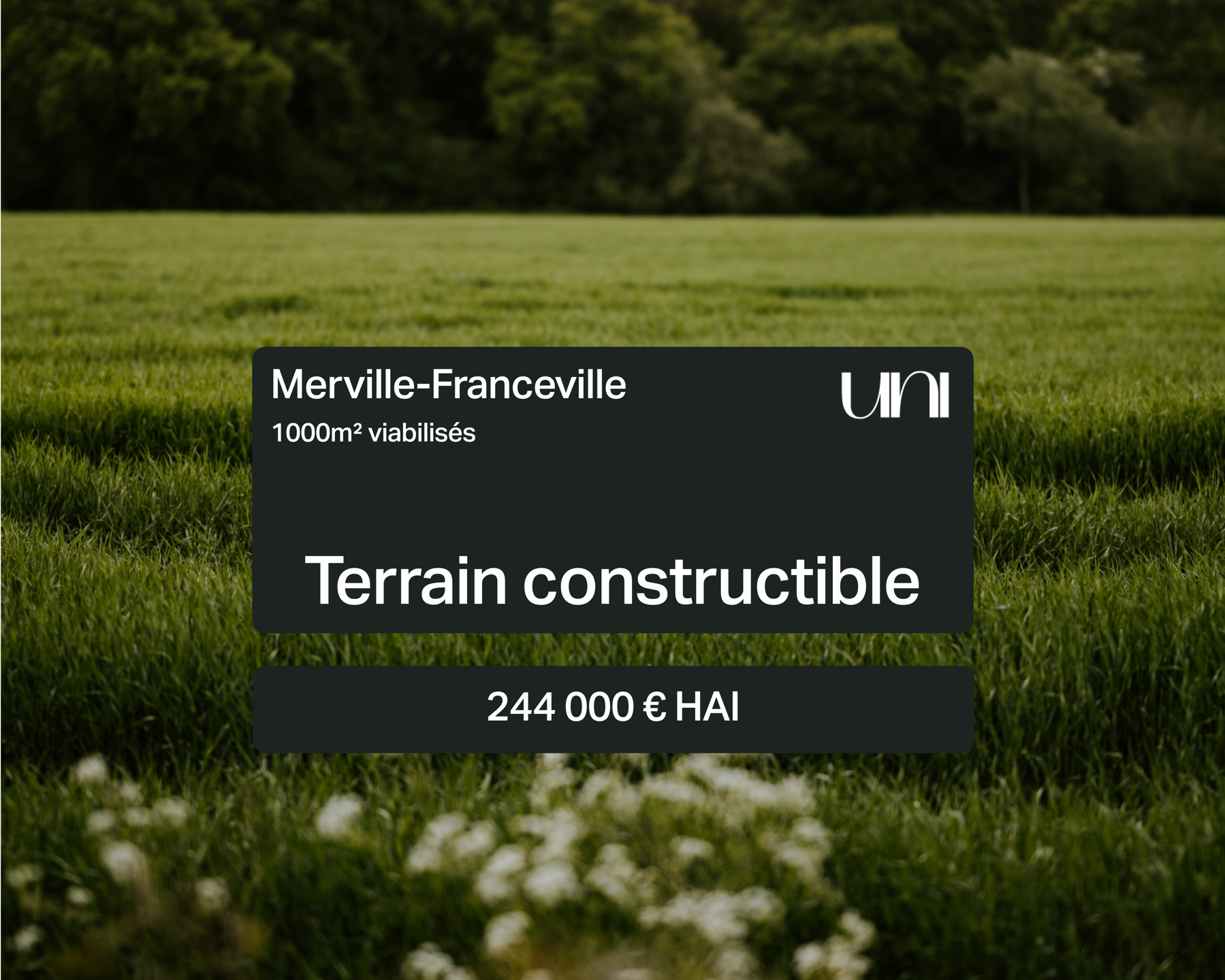 Terrain constructible de 1000m² Viabilisé - Merville-Franceville