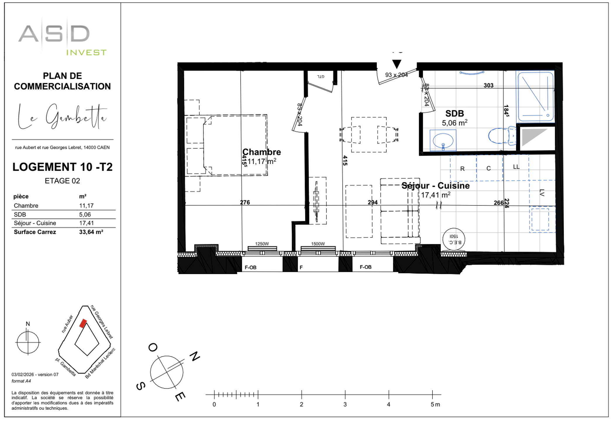 Appartement T2 35,51m² - Lot 10 - GAMBETTA