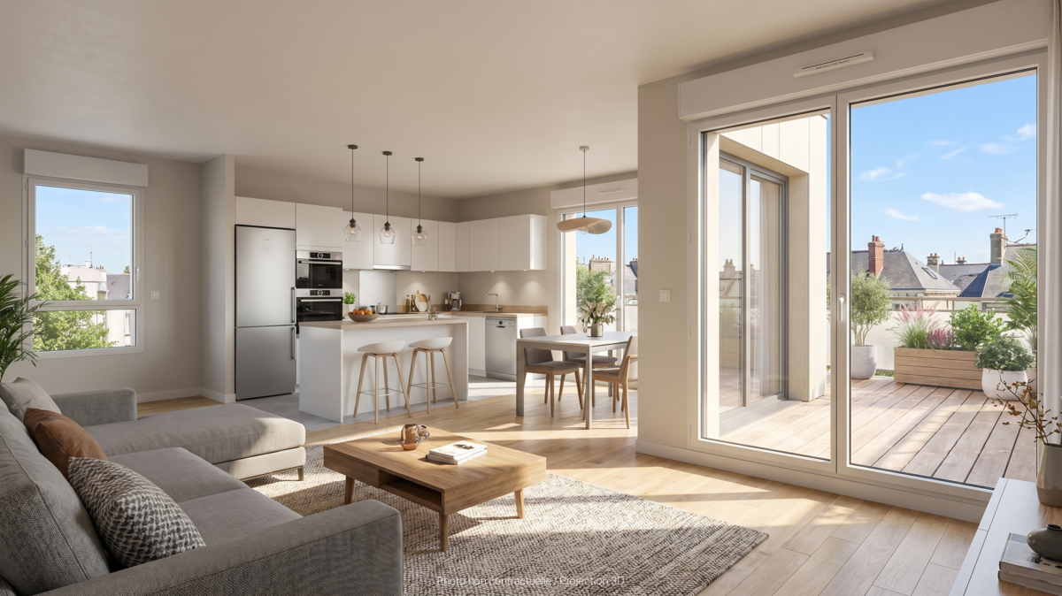 Appartement 4 pièces de 98,30 m²  Résidence Rue Constant Forget - Caen