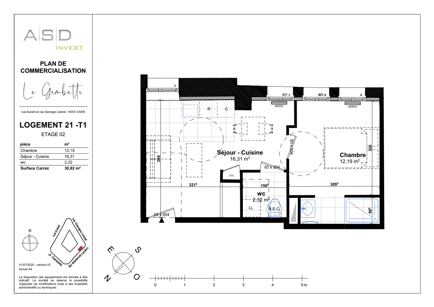 Appartement T2 30,82m² - Lot 21 - GAMBETTA
