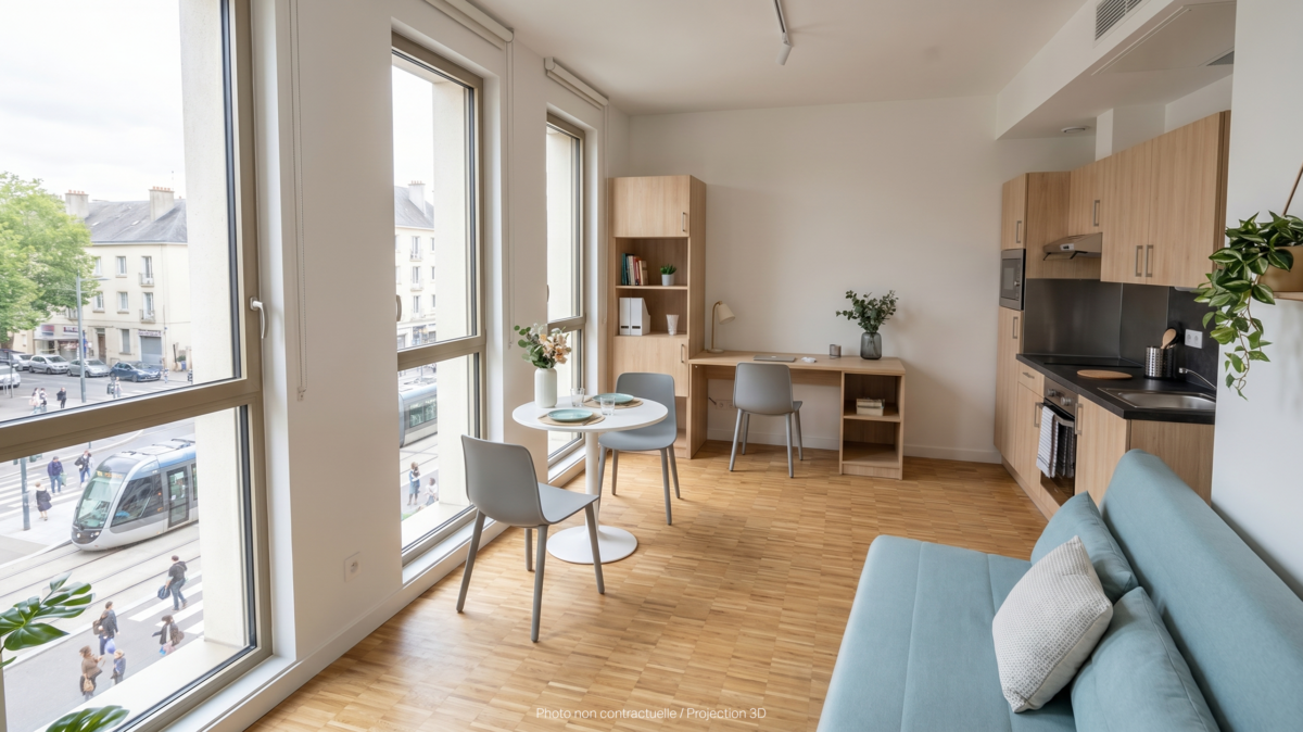 Studio 19.5 m² - Résidence étudiante Poincaré - Caen