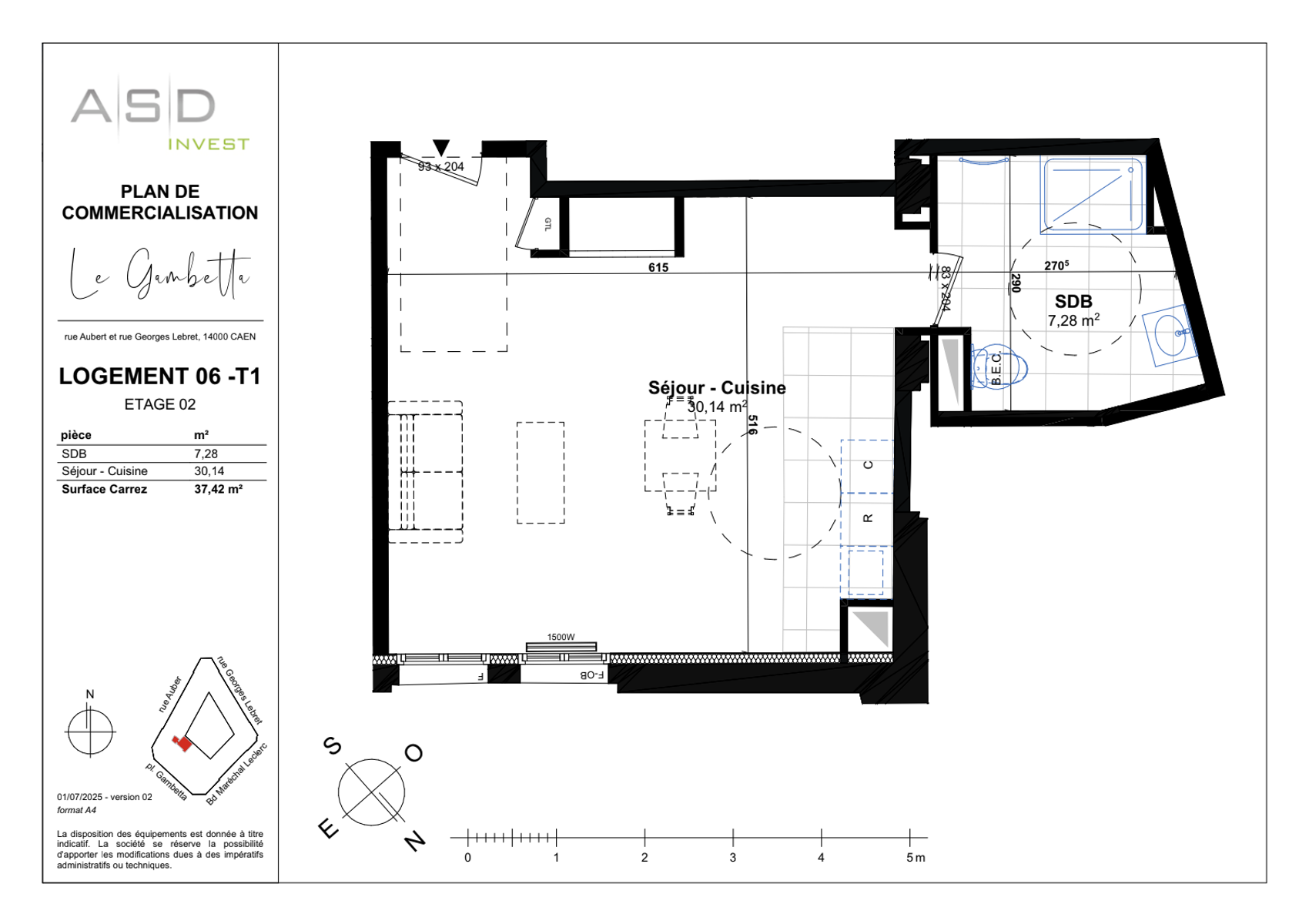 Appartement T1 37,42m² - Lot 6 - GAMBETTA