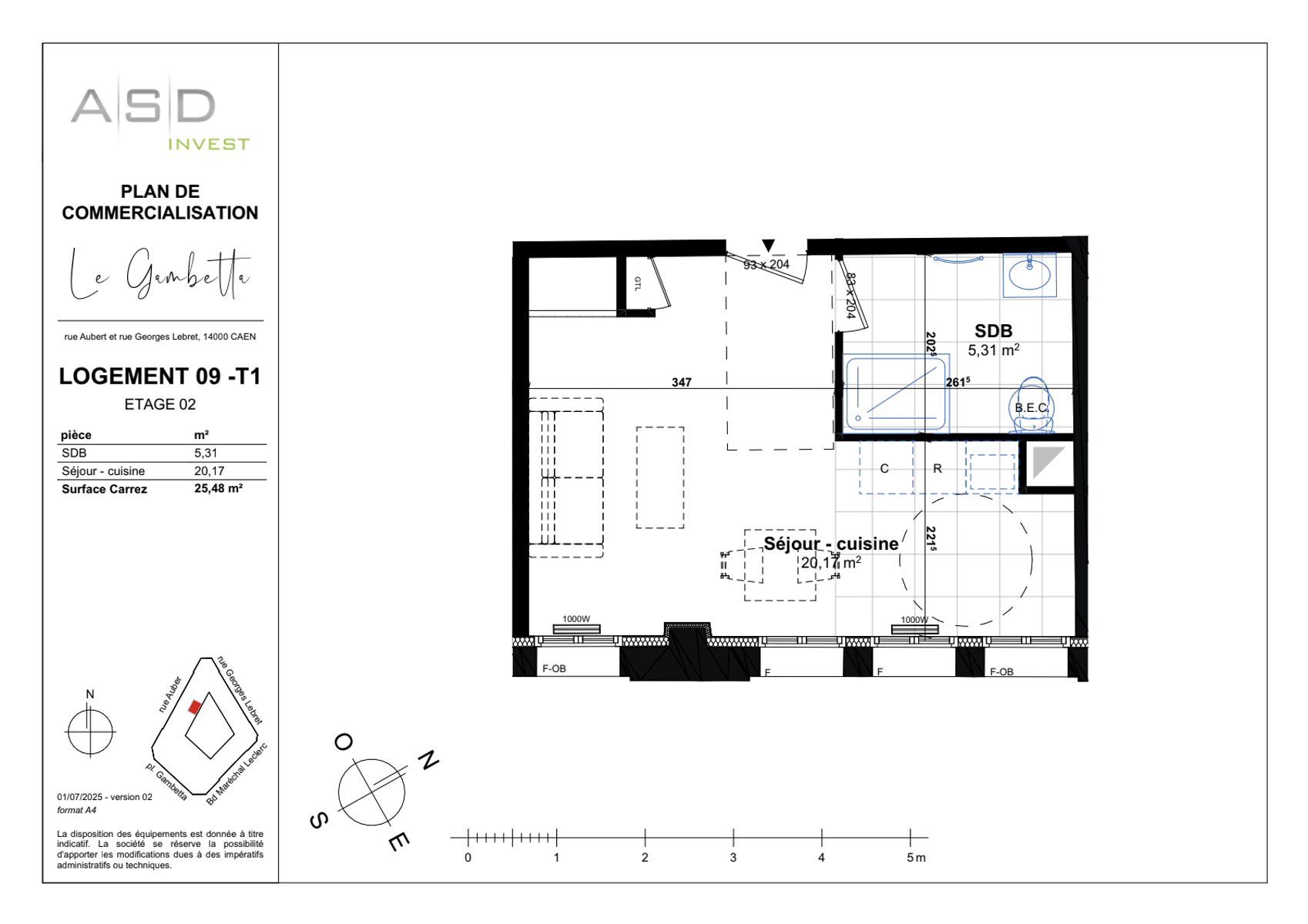 Appartement T1 25,48m² - Lot 9 - GAMBETTA