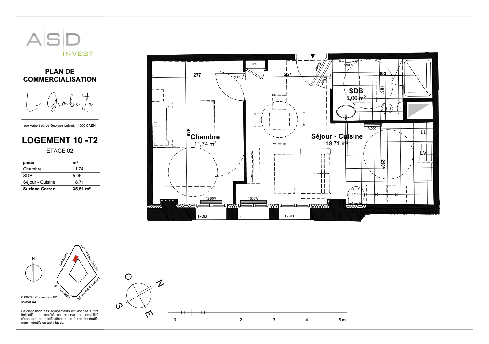 Appartement T2 35,51m2 - Lot 10 - GAMBETTA