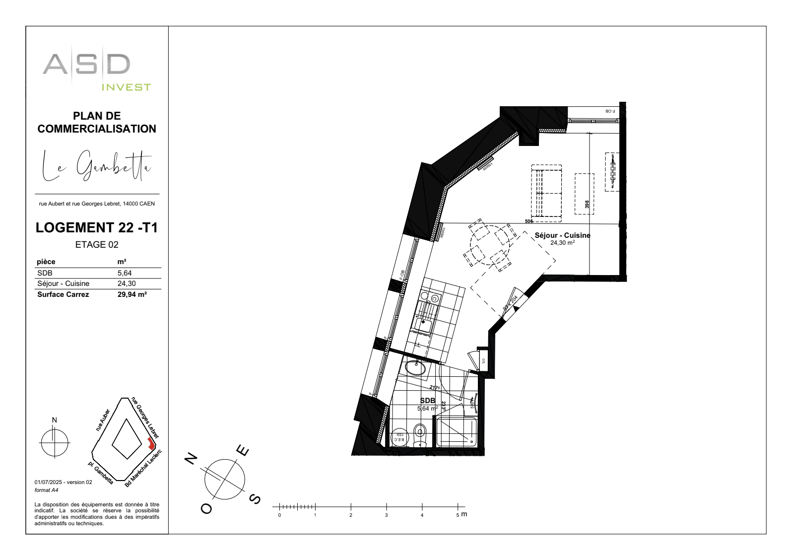 Appartement T1 29,94m2 - Lot 22 - GAMBETTA