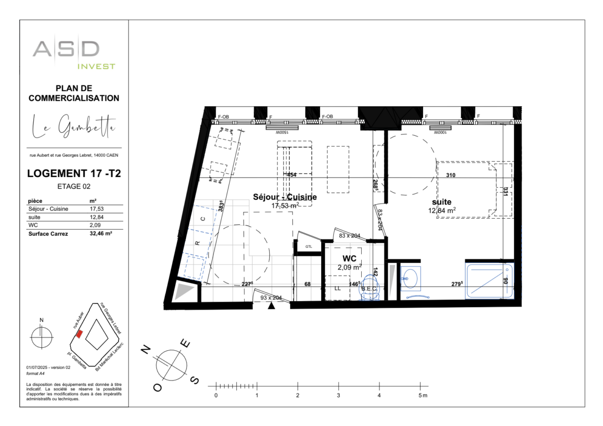 Appartement T2 32,46m2 - Lot 17 - GAMBETTA