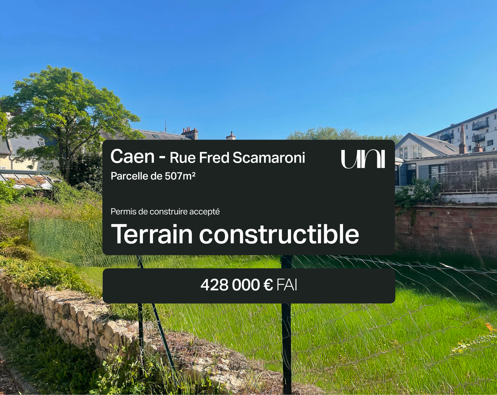 Terrain de 507 m2, constructible et viabilisé - CAEN