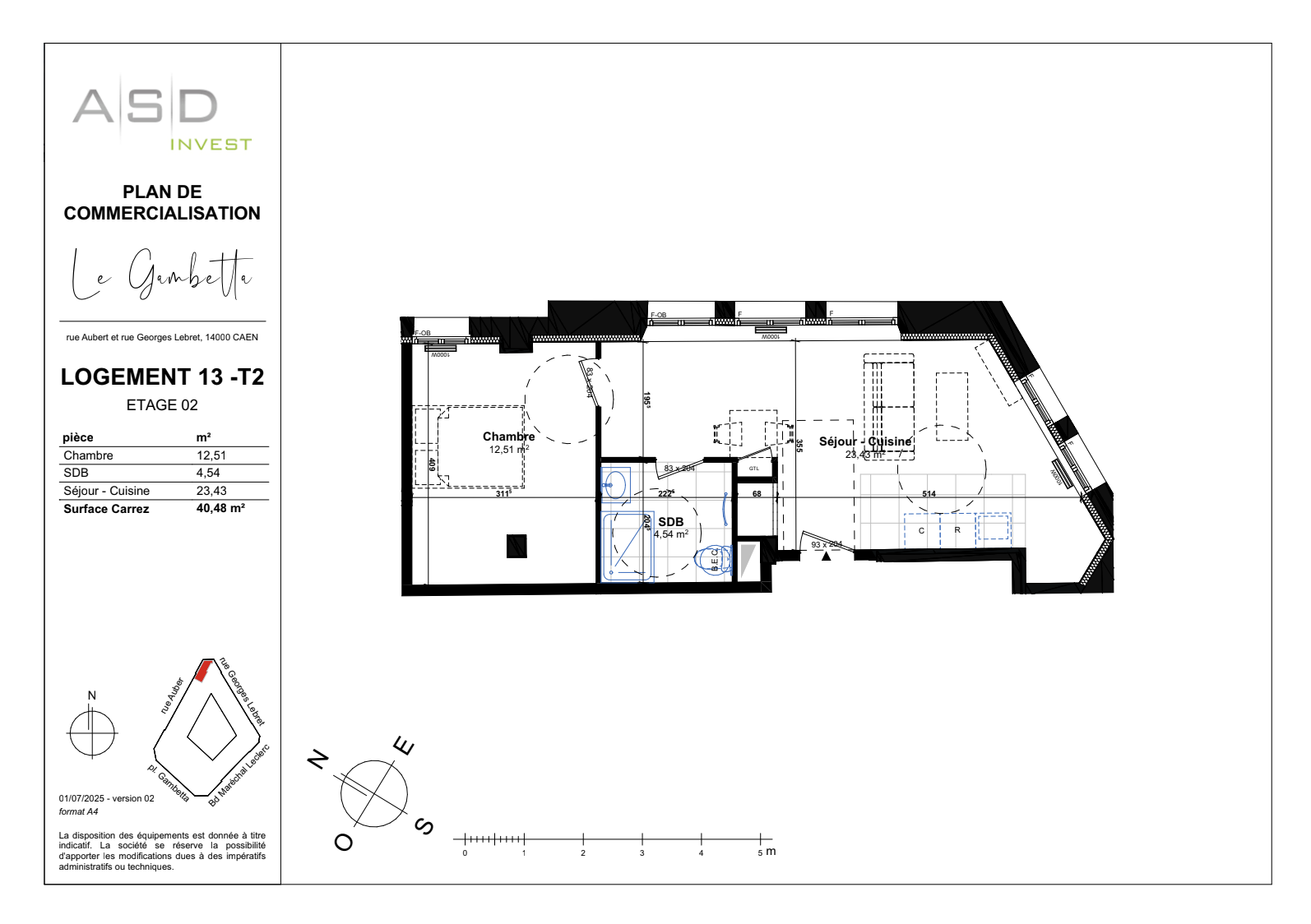 Appartement T2 40,48m2 - Lot 13 - GAMBETTA