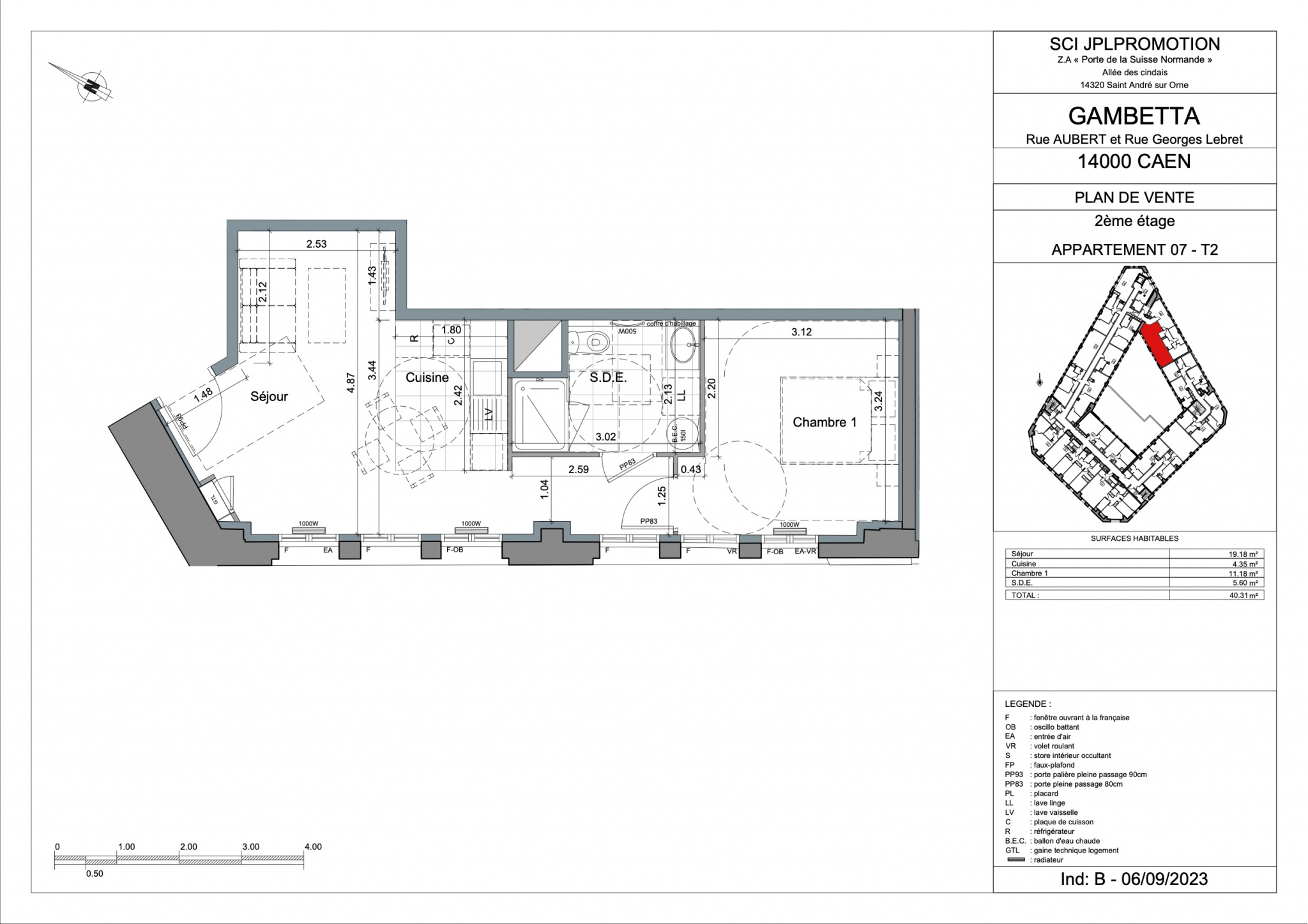Appartement T2 41.90m2 - GAMBETTA