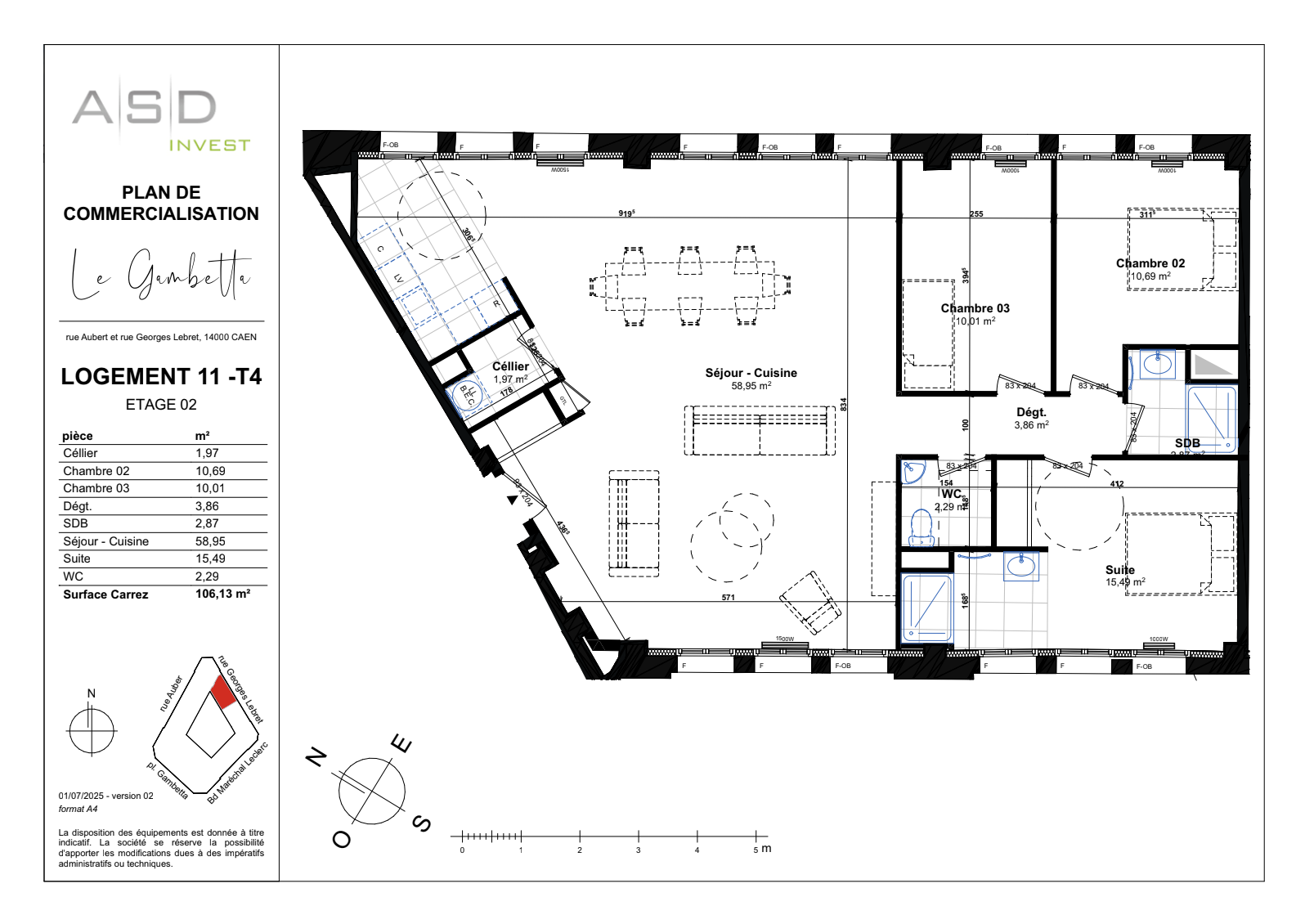 Appartement T4 106,13m2 - Lot 11 - GAMBETTA