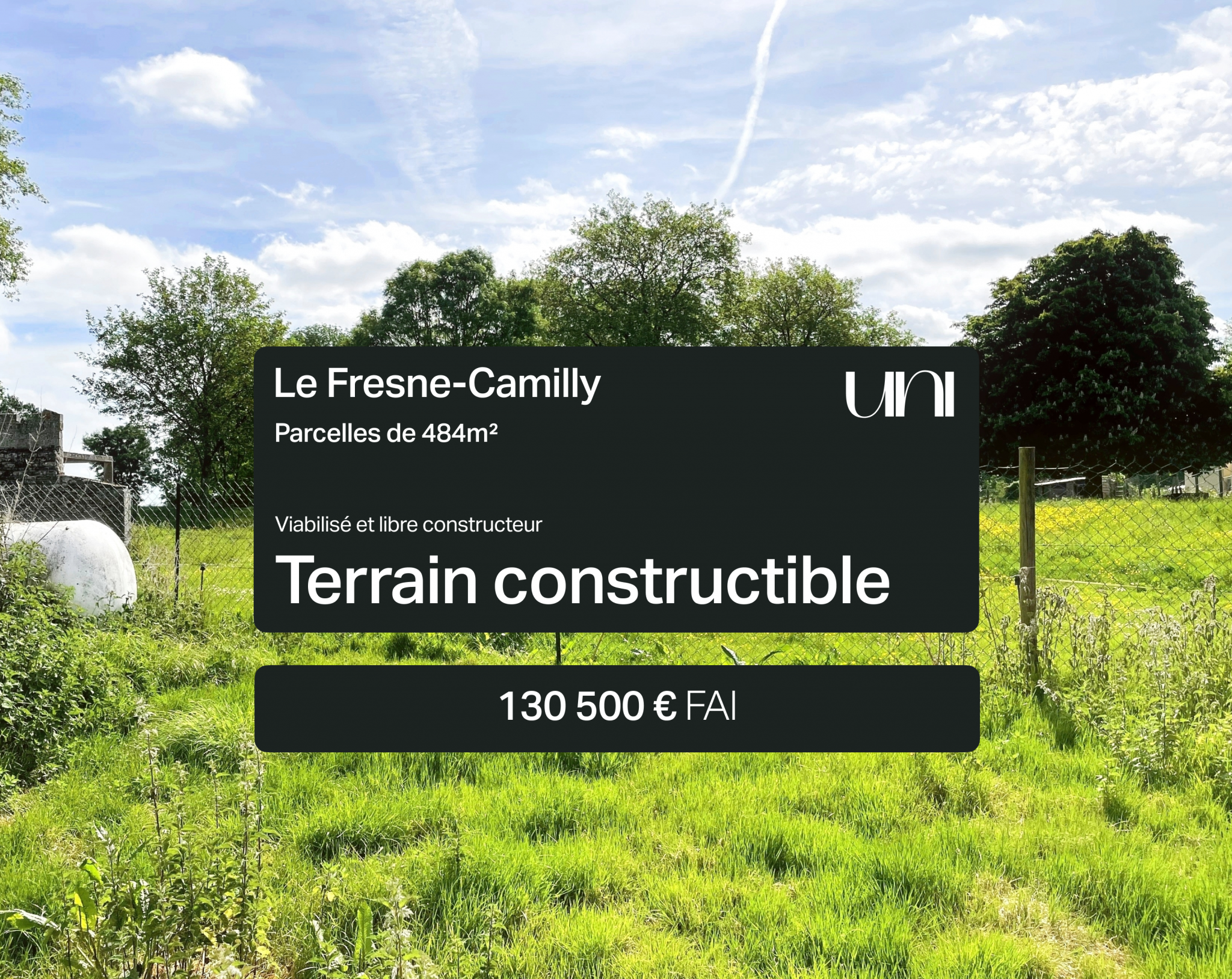 Terrain constructible au Fresne-Camilly !