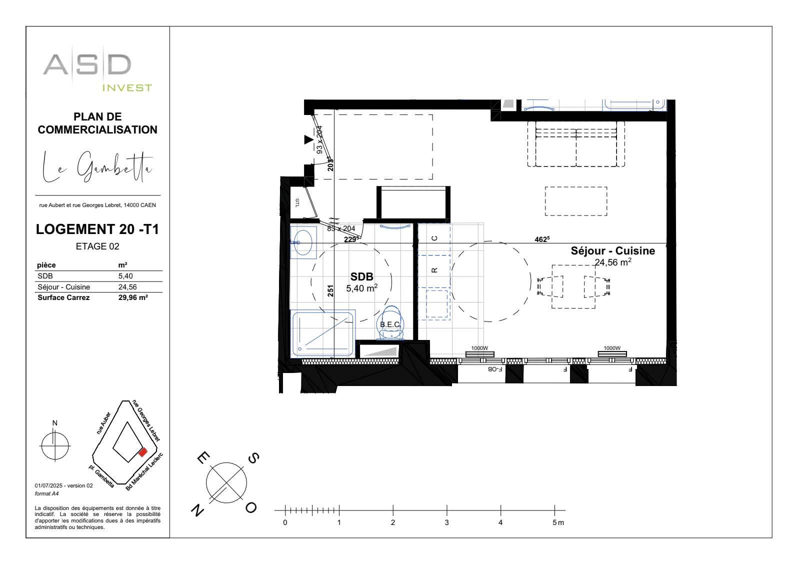 Appartement T1 30m2 - Lot 20 - GAMBETTA