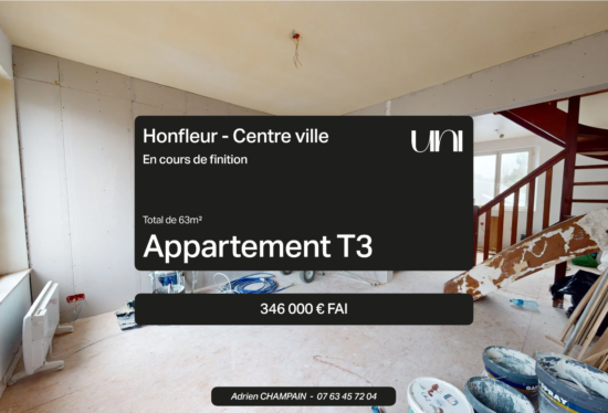 Appartement T3 de 63 m2 en duplex dans le centre ville de Honfleur ( TRAVAUX EN COURS DE FINITION )